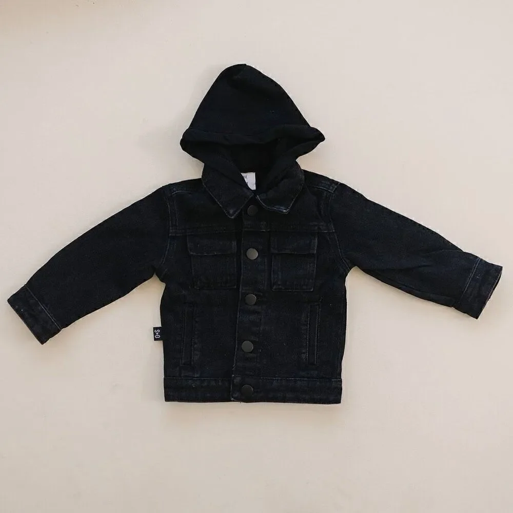 NWT Olive and Scout TATE DENIM JACKET - Black - 12-18M